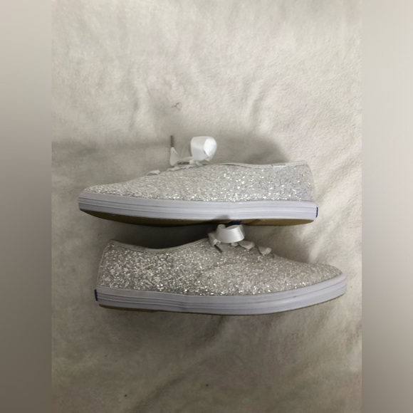 New! Keds X Kate Spade New York Champion Glitter Sneakers silver lace-up ribbon - Picture 1 of 7